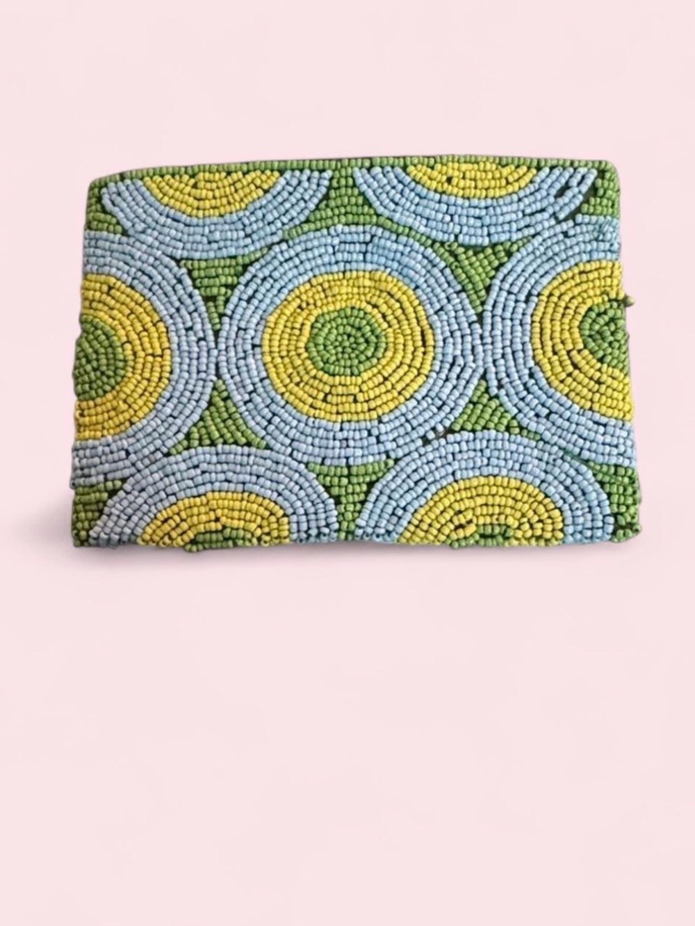 Handcrafted — perfect for Spring! — Beaded Clutch - Blue and Green